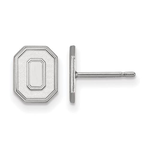 Sterling Silver Rhodium-plated LogoArt the Ohio State University Letter O Extra Small Post Earrings