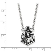 Sterling Silver Rhodium-plated LogoArt Purdue University Boilermakers Train Logo Large Enameled Pendant Necklace - 18in view 2
