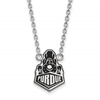 Sterling Silver Rhodium-plated LogoArt Purdue University Boilermakers Train Logo Large Enameled Pendant Necklace - 18in view 1