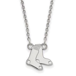 14k White Gold Major League Baseball LogoArt Boston Red Sox Small Pair of Socks Necklace