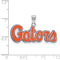 Sterling Silver Rhodium-plated LogoArt University of Florida Gators Script Small Enameled Pendant view 2