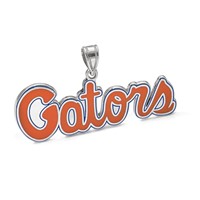 Sterling Silver Rhodium-plated LogoArt University of Florida Gators Script Small Enameled Pendant view 3