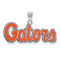 Sterling Silver Rhodium-plated LogoArt University of Florida Gators Script Small Enameled Pendant view 1