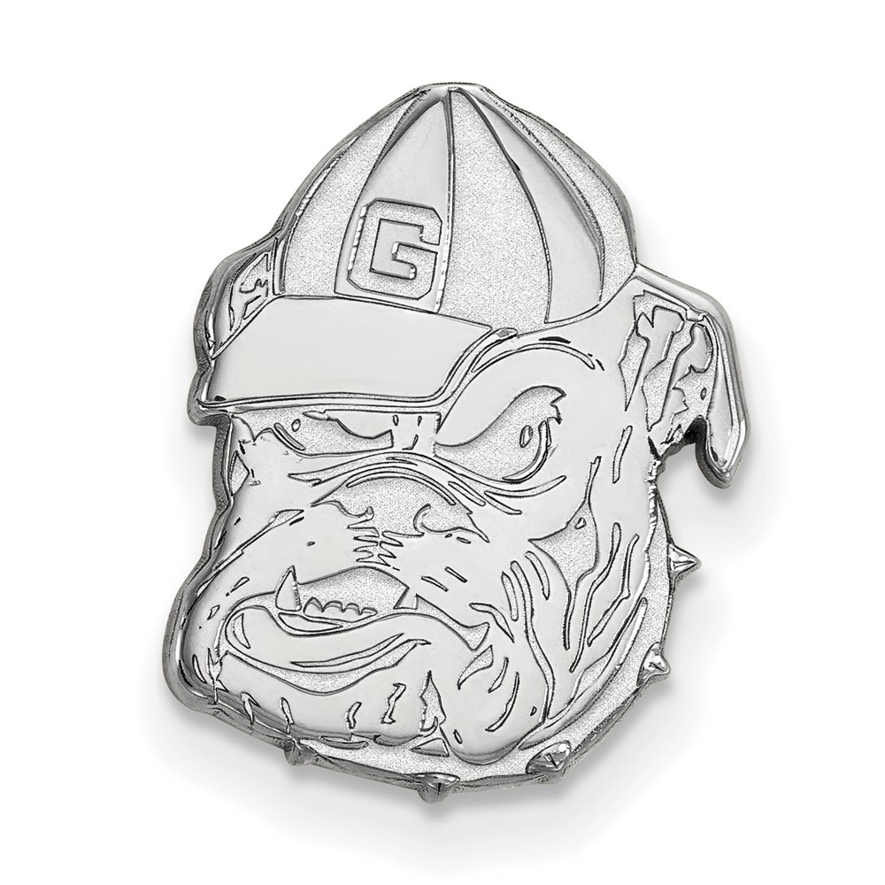 Sterling Silver Rhodium-plated LogoArt University of Georgia Bulldog Lapel Pin