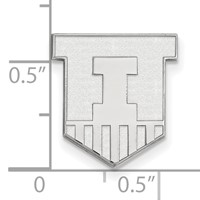 Sterling Silver Rhodium-plated LogoArt University of Illinois Victory Badge Lapel Pin view 3