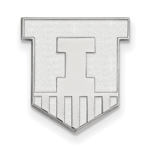 Sterling Silver Rhodium-plated LogoArt University of Illinois Victory Badge Lapel Pin