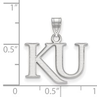 Sterling Silver Rhodium-plated LogoArt University of Kansas K-u Small Pendant view 2