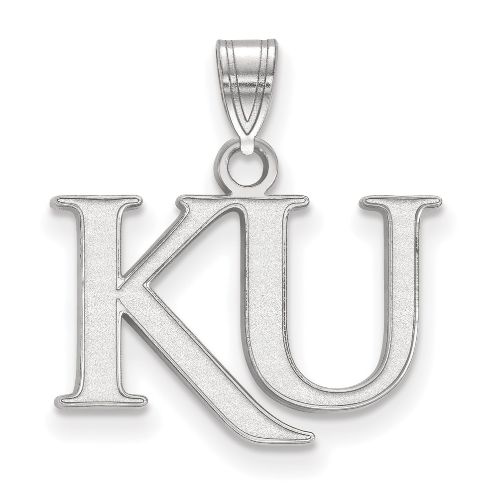 Sterling Silver Rhodium-plated LogoArt University of Kansas K-u Small Pendant