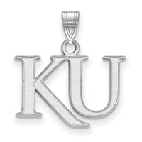 Sterling Silver Rhodium-plated LogoArt University of Kansas K-u Small Pendant view 1