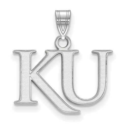 Sterling Silver Rhodium-plated LogoArt University of Kansas K-u Small Pendant