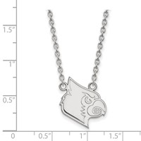 Sterling Silver Rhodium-plated LogoArt University of Louisville Cardinal Large Pendant Necklace, 18" view 2