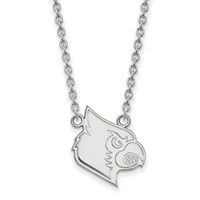 Sterling Silver Rhodium-plated LogoArt University of Louisville Cardinal Large Pendant Necklace, 18" view 1