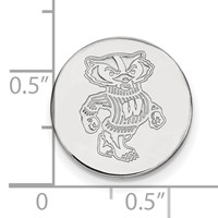 Sterling Silver Rhodium-plated LogoArt University of Wisconsin Badger Lapel Pin view 3