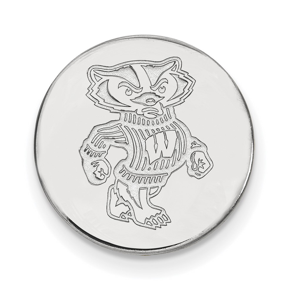 Sterling Silver Rhodium-plated LogoArt University of Wisconsin Badger Lapel Pin