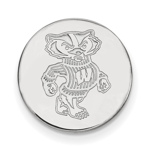Sterling Silver Rhodium-plated LogoArt University of Wisconsin Badger Lapel Pin