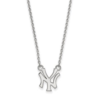 14k White Gold Major League Baseball LogoArt New York Yankees N-Y Small Pendant Necklace