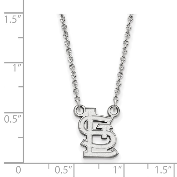 14k White Gold Major League Baseball LogoArt St. Louis Cardinals St. L Small Pendant Necklace