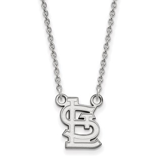 10k White Gold Major League Baseball LogoArt St. Louis Cardinals St. L Small Pendant Necklace