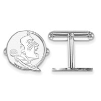 Sterling Silver Rhodium-plated LogoArt Florida State University Seminole Cuff Links view 1