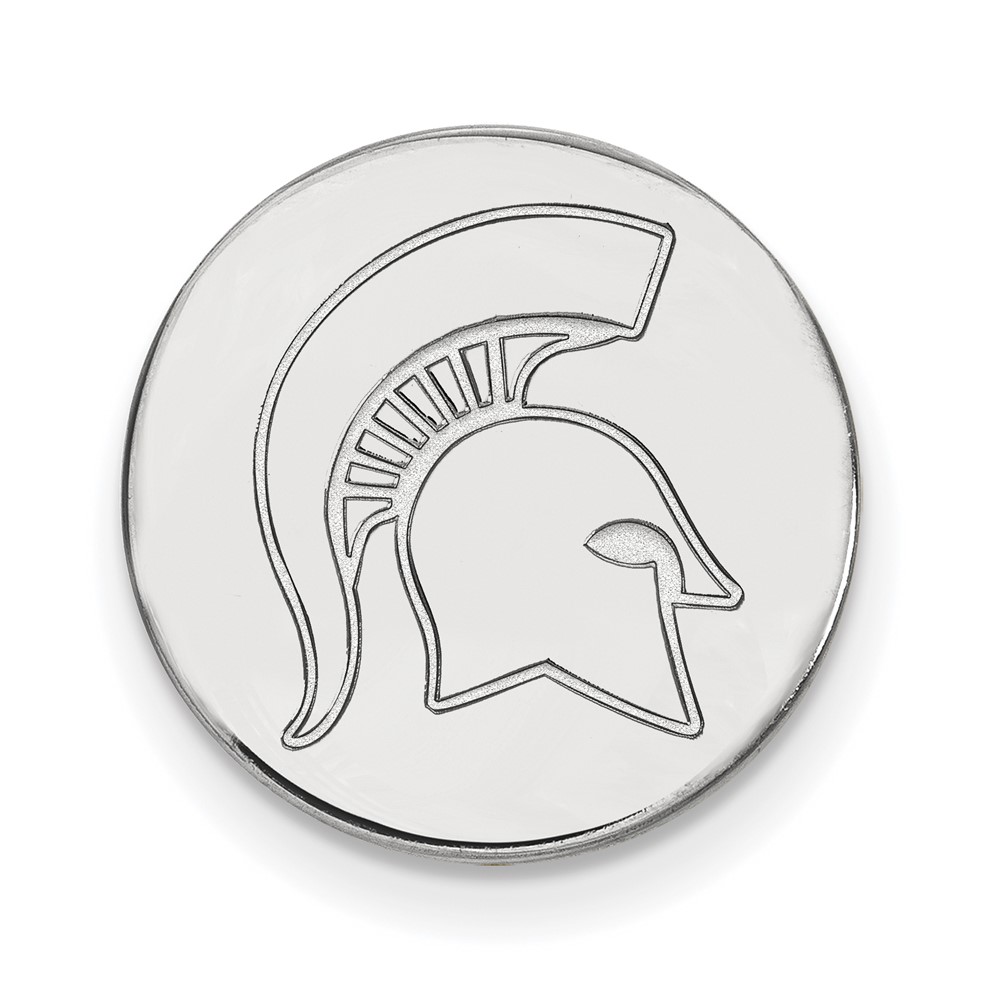 Sterling Silver Rhodium-plated LogoArt Michigan State University Spartan Lapel Pin