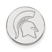 Sterling Silver Rhodium-plated LogoArt Michigan State University Spartan Lapel Pin view 1