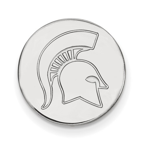Sterling Silver Rhodium-plated LogoArt Michigan State University Spartan Lapel Pin