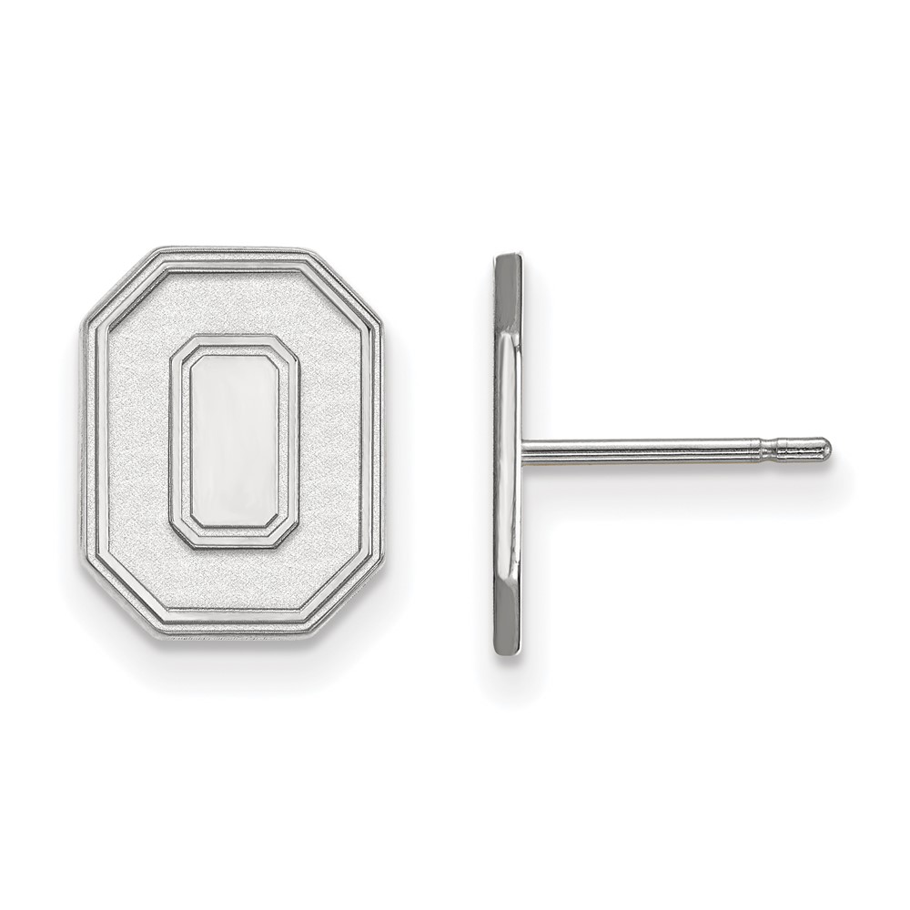 Sterling Silver Rhodium-plated LogoArt the Ohio State University Letter O Small Post Earrings
