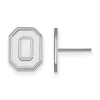 Sterling Silver Rhodium-plated LogoArt the Ohio State University Letter O Small Post Earrings view 1