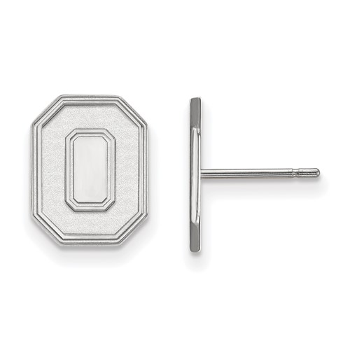 Sterling Silver Rhodium-plated LogoArt the Ohio State University Letter O Small Post Earrings