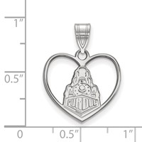 Sterling Silver Rhodium-plated LogoArt Purdue University Boilermakers Train Logo Heart Pendant view 2