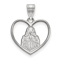 Sterling Silver Rhodium-plated LogoArt Purdue University Boilermakers Train Logo Heart Pendant view 1