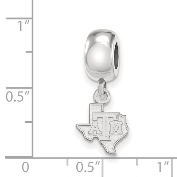 Sterling Silver Rhodium-plated LogoArt Texas A and M University State Outline Extra Small Dangle Bead Charm
