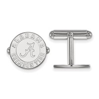 Sterling Silver Rhodium-plated LogoArt University of Alabama Crimson Tide Cuff Links view 1