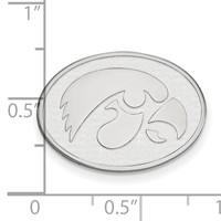 Sterling Silver Rhodium-plated LogoArt University of Iowa Hawk Oval Lapel Pin view 3