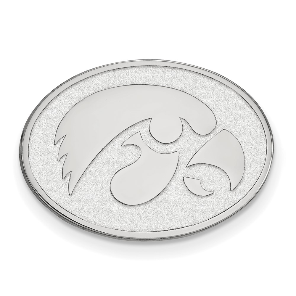 Sterling Silver Rhodium-plated LogoArt University of Iowa Hawk Oval Lapel Pin