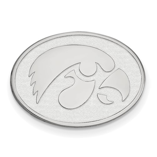 Sterling Silver Rhodium-plated LogoArt University of Iowa Hawk Oval Lapel Pin