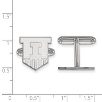 Sterling Silver Rhodium-plated LogoArt University of Illinois Victory Badge Cuff Links view 2