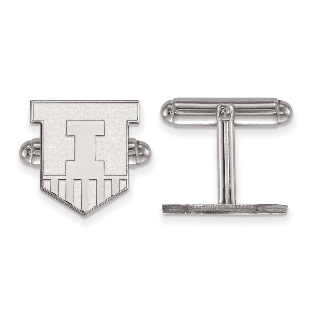 Sterling Silver Rhodium-plated LogoArt University of Illinois Victory Badge Cuff Links