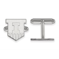 Sterling Silver Rhodium-plated LogoArt University of Illinois Victory Badge Cuff Links view 1