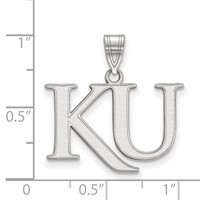 Sterling Silver Rhodium-plated LogoArt University of Kansas K-u Medium Pendant view 2