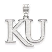 Sterling Silver Rhodium-plated LogoArt University of Kansas K-u Medium Pendant view 1