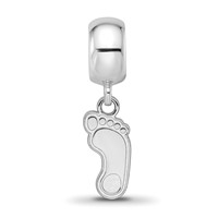 Sterling Silver Rhodium-plated LogoArt University of North Carolina Tar Heel Small Dangle Bead Charm view 4