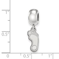 Sterling Silver Rhodium-plated LogoArt University of North Carolina Tar Heel Small Dangle Bead Charm view 3