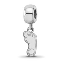 Sterling Silver Rhodium-plated LogoArt University of North Carolina Tar Heel Small Dangle Bead Charm view 1