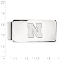 Sterling Silver Rhodium-plated LogoArt University of Nebraska Letter N Money Clip view 2