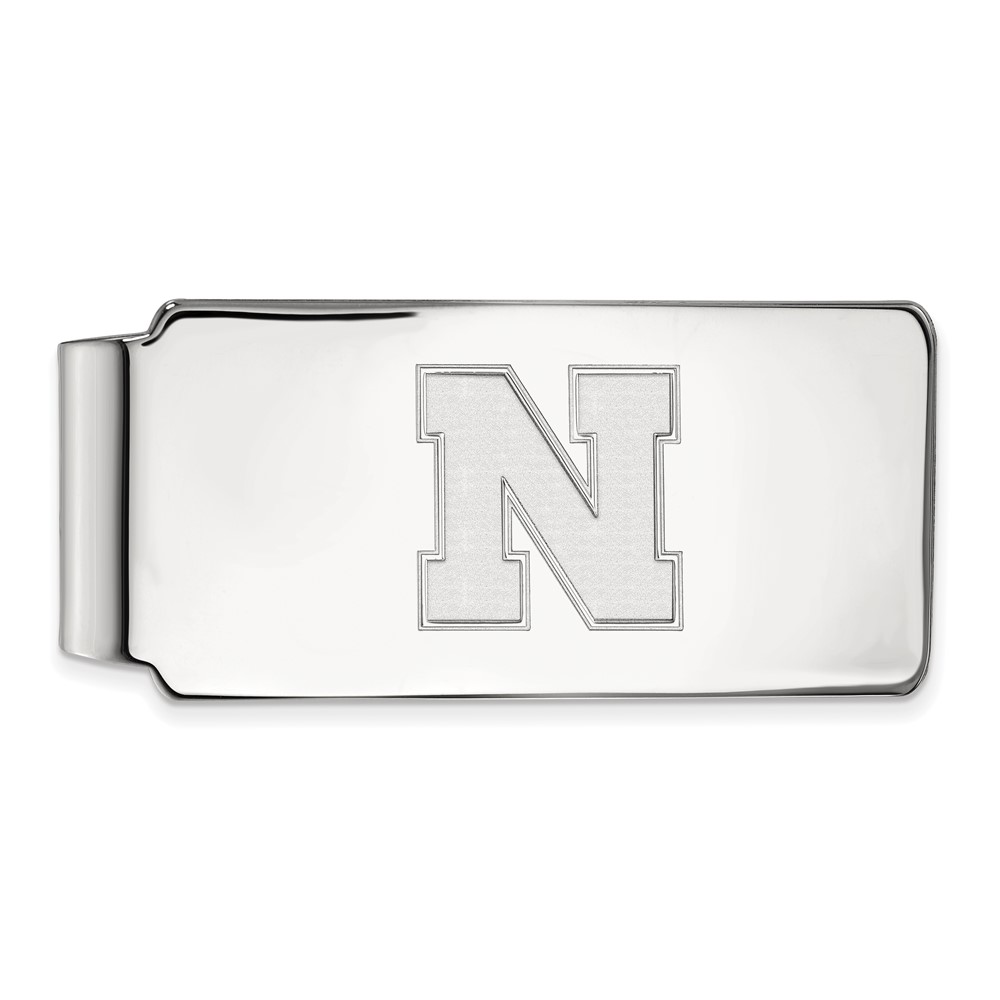 Sterling Silver Rhodium-plated LogoArt University of Nebraska Letter N Money Clip