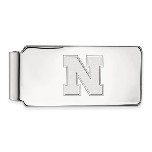Sterling Silver Rhodium-plated LogoArt University of Nebraska Letter N Money Clip