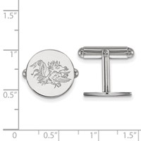 Sterling Silver Rhodium-plated LogoArt University of South Carolina Gamecock Cuff Links view 2