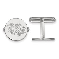 Sterling Silver Rhodium-plated LogoArt University of South Carolina Gamecock Cuff Links view 1