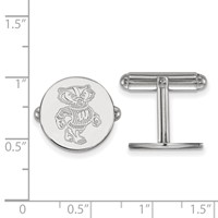 Sterling Silver Rhodium-plated LogoArt University of Wisconsin Badger Cuff Links view 2
